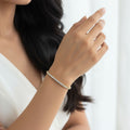 Twilight Sparkling Tennis Cuff Bracelet Single Layer-Seller- 18K Gold Plated Anti-Tarnish Minimalistic Demifine Jewelry by Chrystic Jewels
