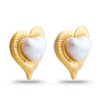 Melted Heart Pearl Stud Earrings