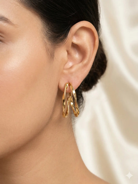 Double-Layered Twisted Helix Hoops Earrings