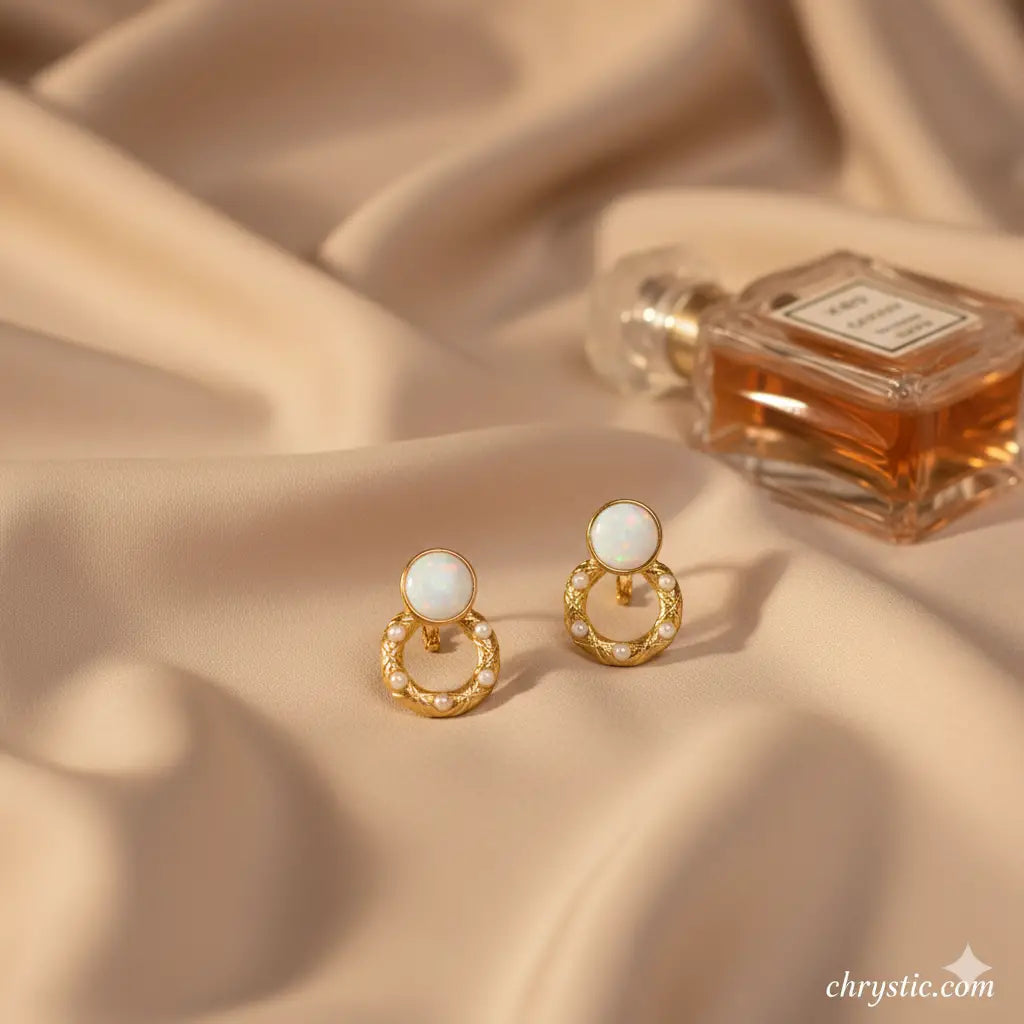 Moonlit Pearl Drops-Seller- 18K Gold Plated Anti-Tarnish Minimalistic Demifine Jewelry by Chrystic Jewels