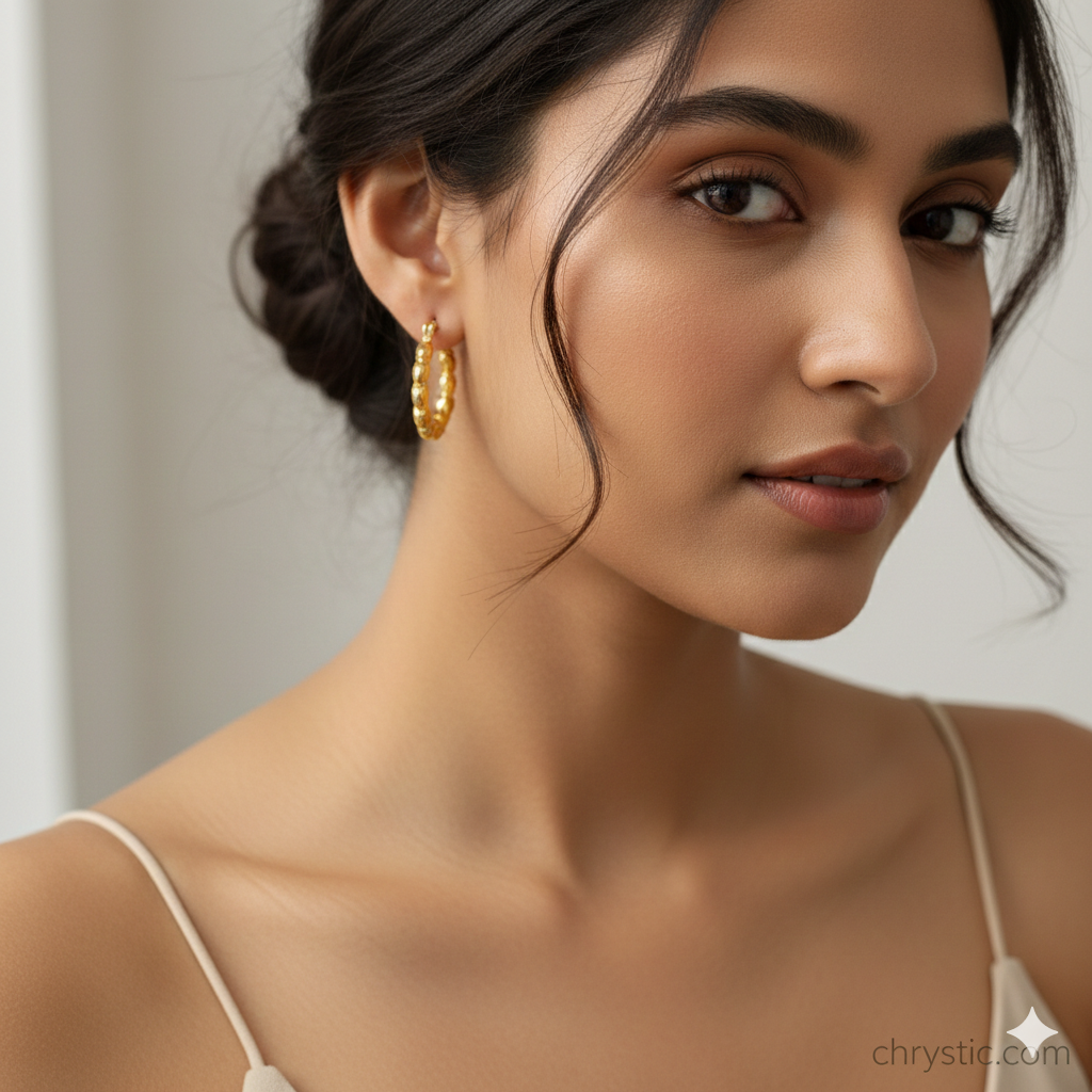 Zephyra Hoop Earrings-Seller- 18K Gold Plated Anti-Tarnish Minimalistic Demifine Jewelry by Chrystic Jewels