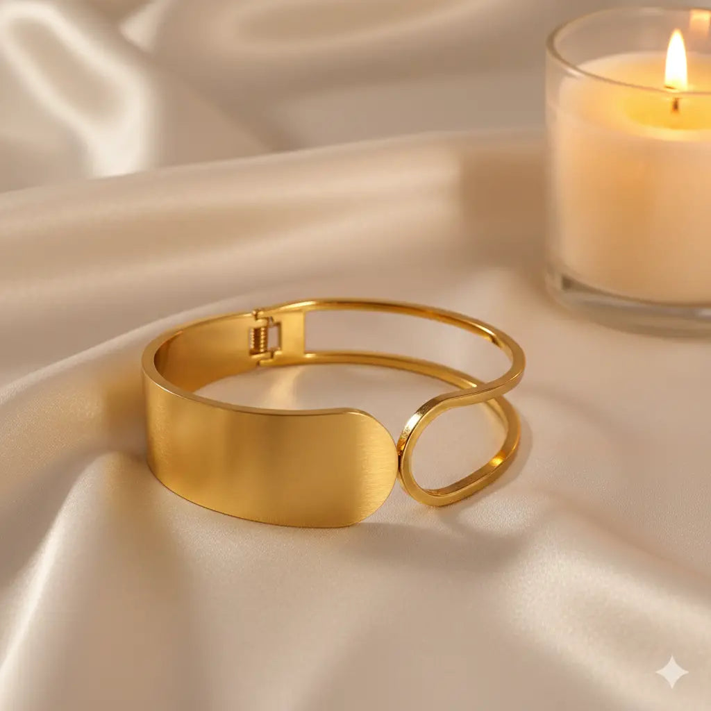 Clean Muse Cuff Bracelet-Seller- 18K Gold Plated Anti-Tarnish Minimalistic Demifine Jewelry by Chrystic Jewels