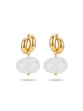 Gold Drop Earrings with Frosted Stone