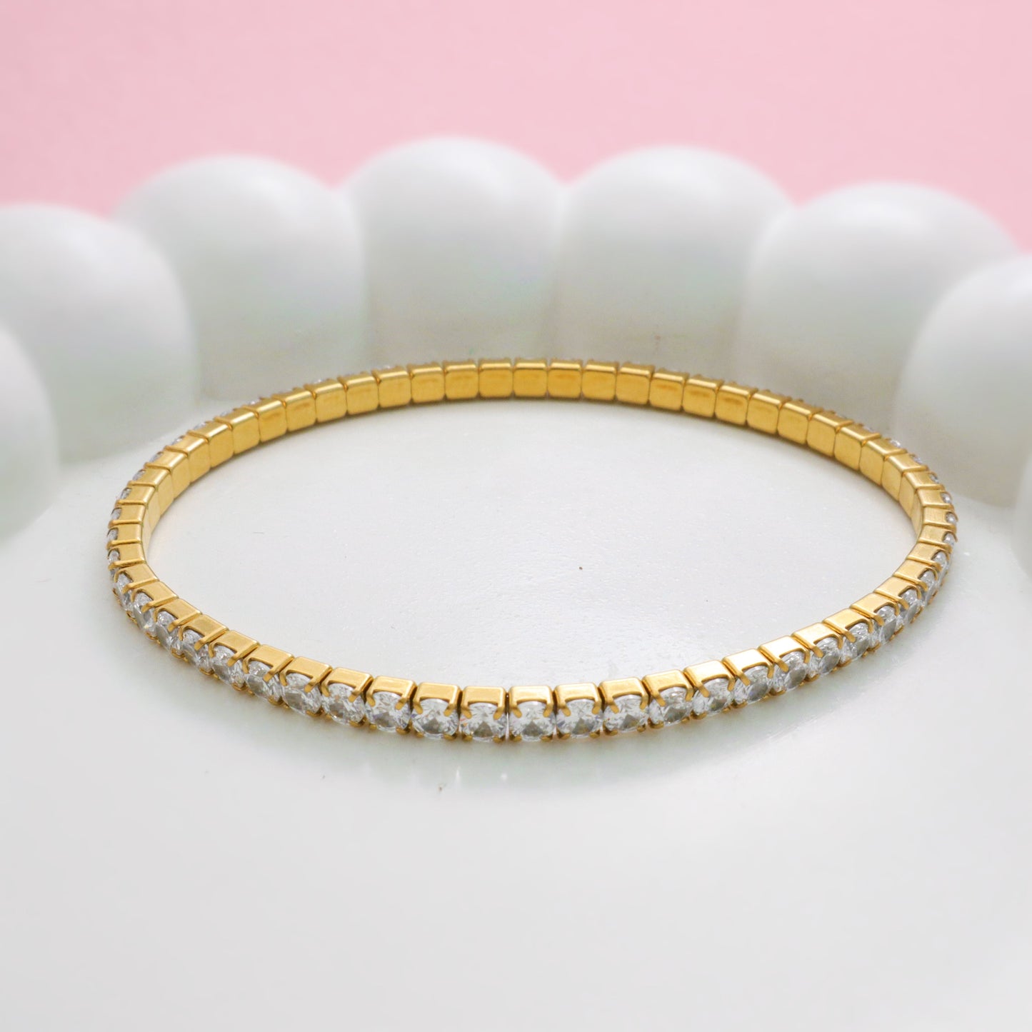 Twilight Sparkling Tennis Cuff Bracelet Single Layer-Seller- 18K Gold Plated Anti-Tarnish Minimalistic Demifine Jewelry by Chrystic Jewels