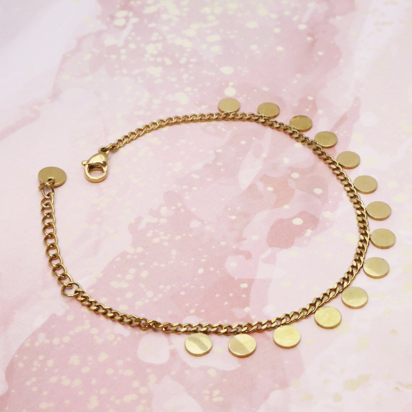 Golden Droplets Charm Bracelet Chain-Seller- 18K Gold Plated Anti-Tarnish Minimalistic Demifine Jewelry by Chrystic Jewels
