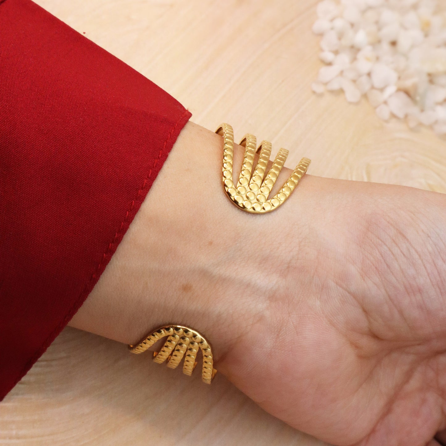 Radiant Row Cuff Bracelet-Seller- 18K Gold Plated Anti-Tarnish Minimalistic Demifine Jewelry by Chrystic Jewels
