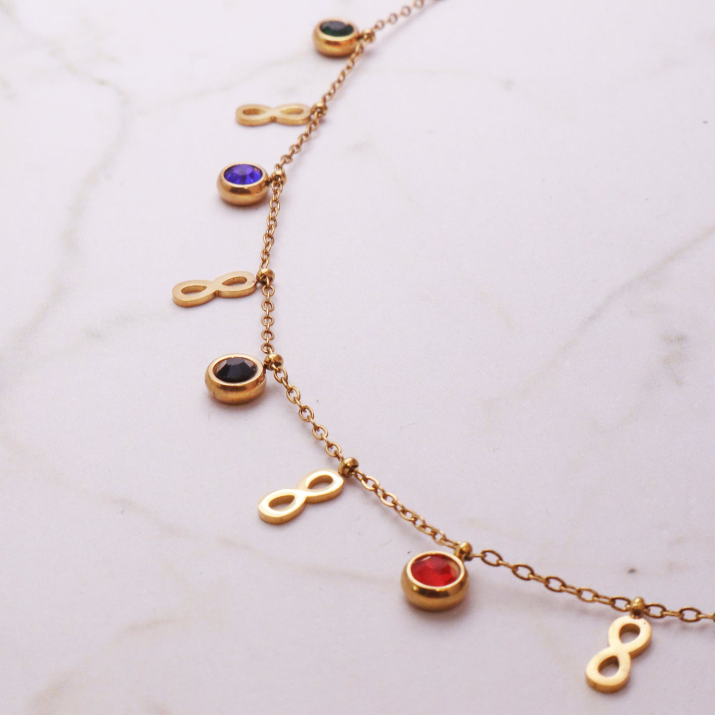 Infinity Charm Multi Color Anti-Tarnish Necklace