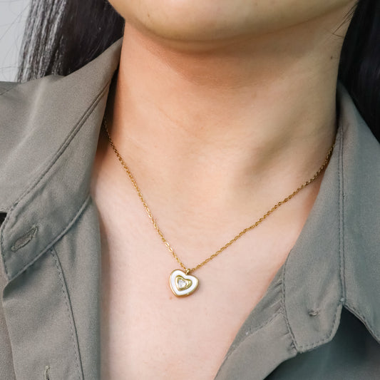 White Halo Heart Necklace