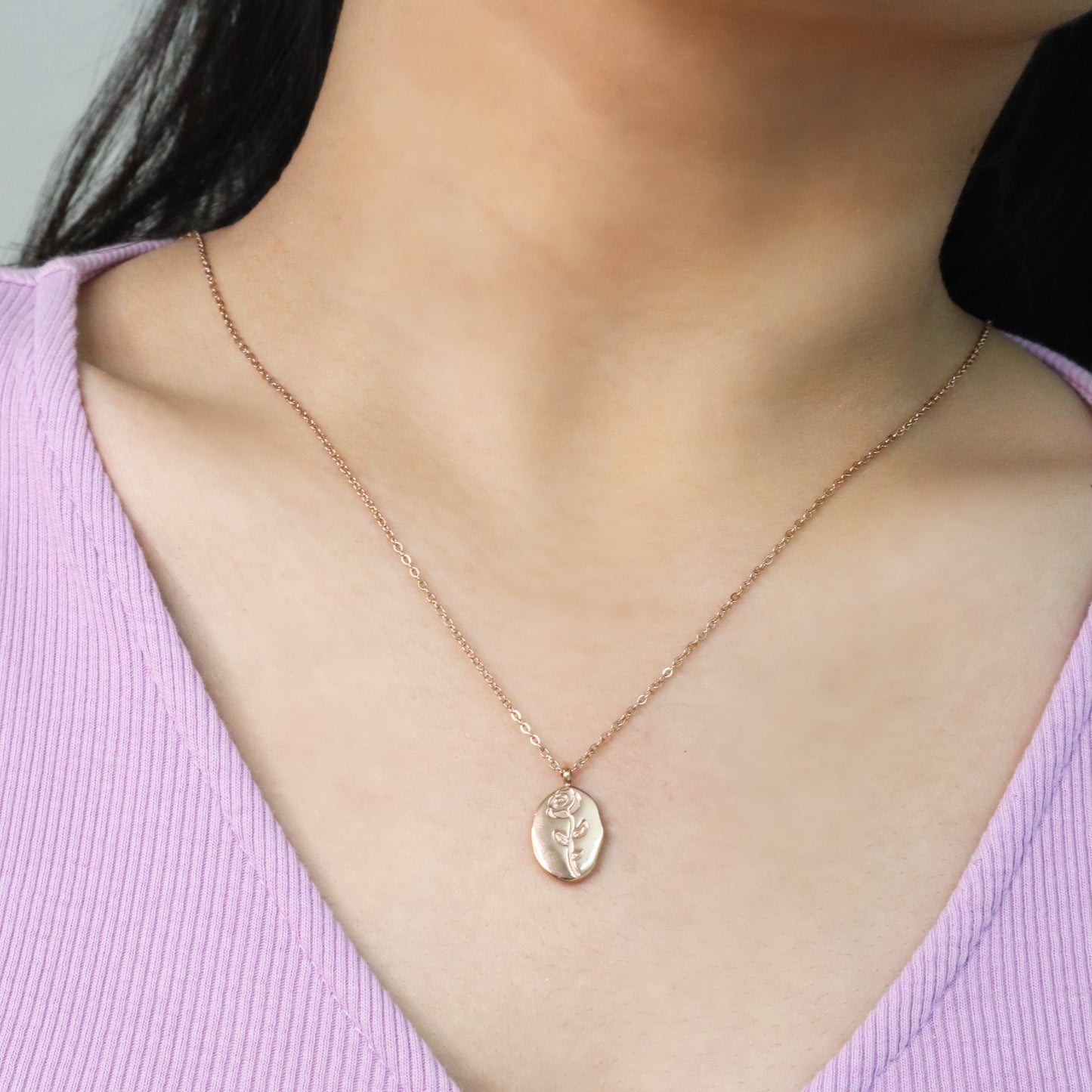 Rosette Necklace-Seller- 18K Gold Plated Anti-Tarnish Minimalistic Demifine Jewelry by Chrystic Jewels