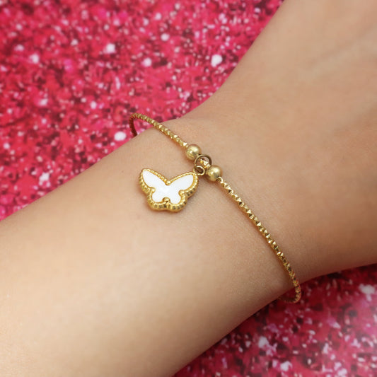 White Flutter Butterfly Bracelet Chain