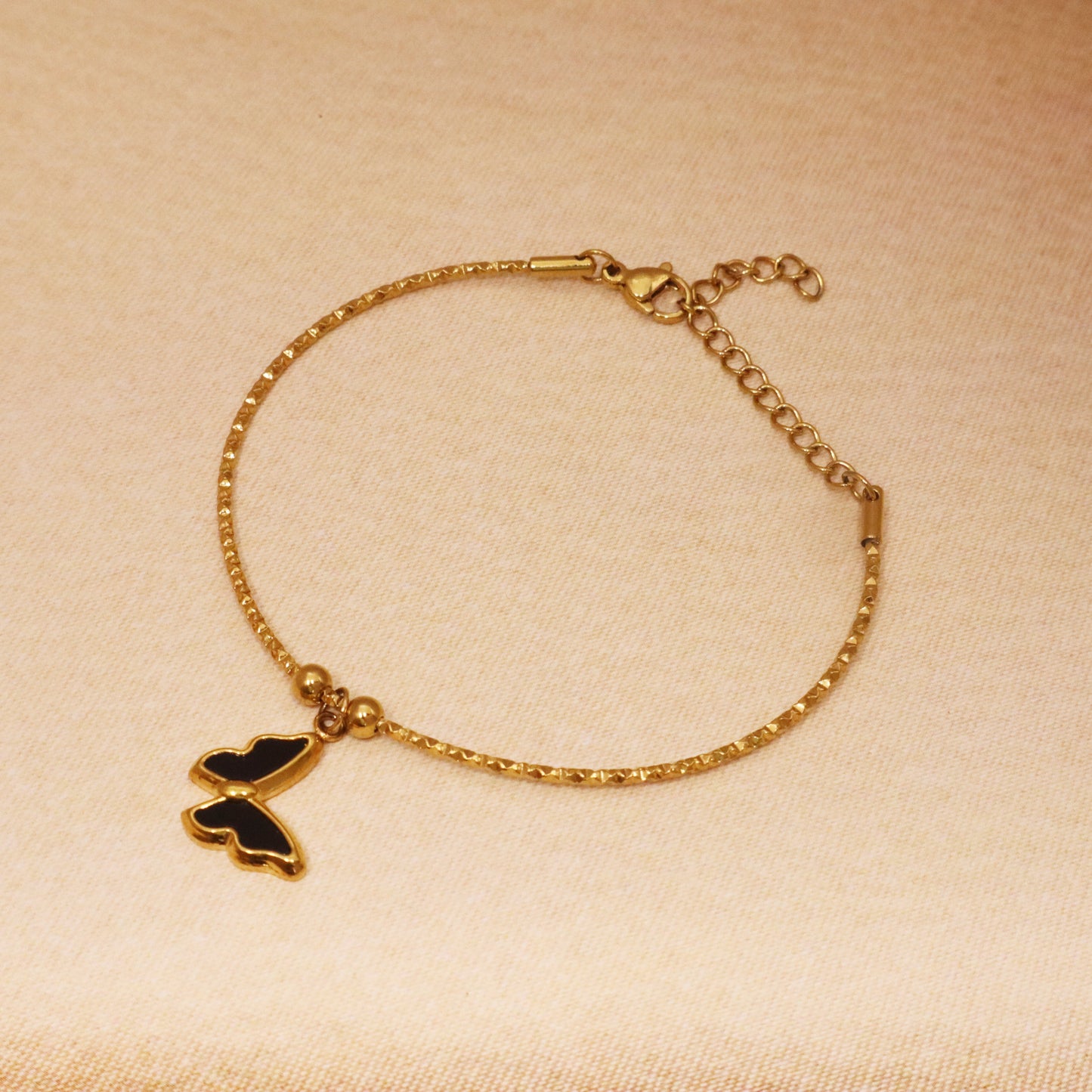 Black Flutter Butterfly Bracelet Chain