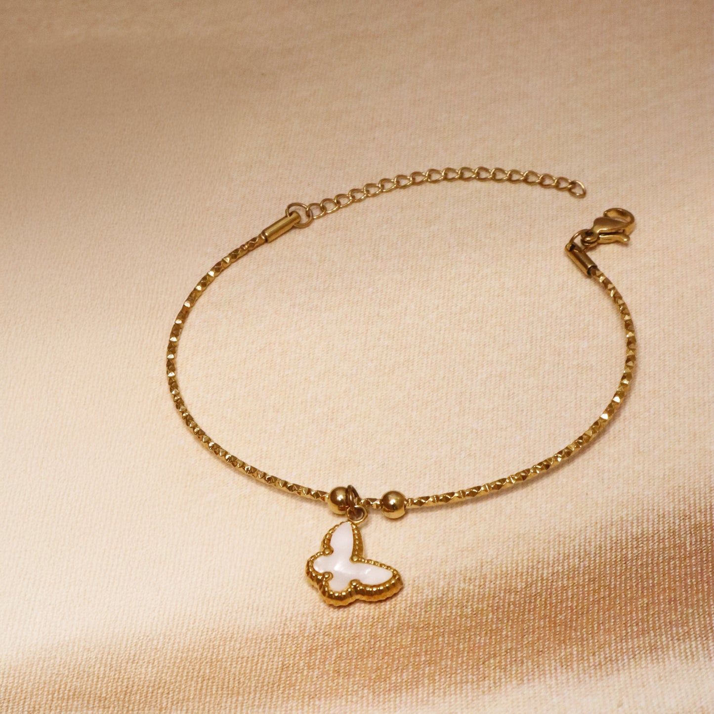 White Flutter Butterfly Bracelet Chain