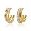 Triple-Band Baguette Hoops Earrings