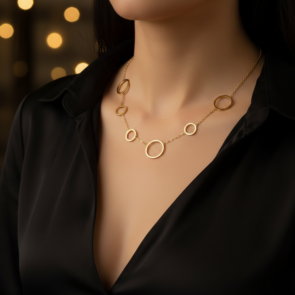Ring Necklace-Seller- 18K Gold Plated Anti-Tarnish Minimalistic Demifine Jewelry by Chrystic Jewels