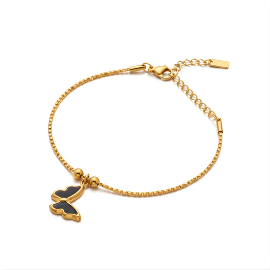 Black Flutter Butterfly Bracelet Chain