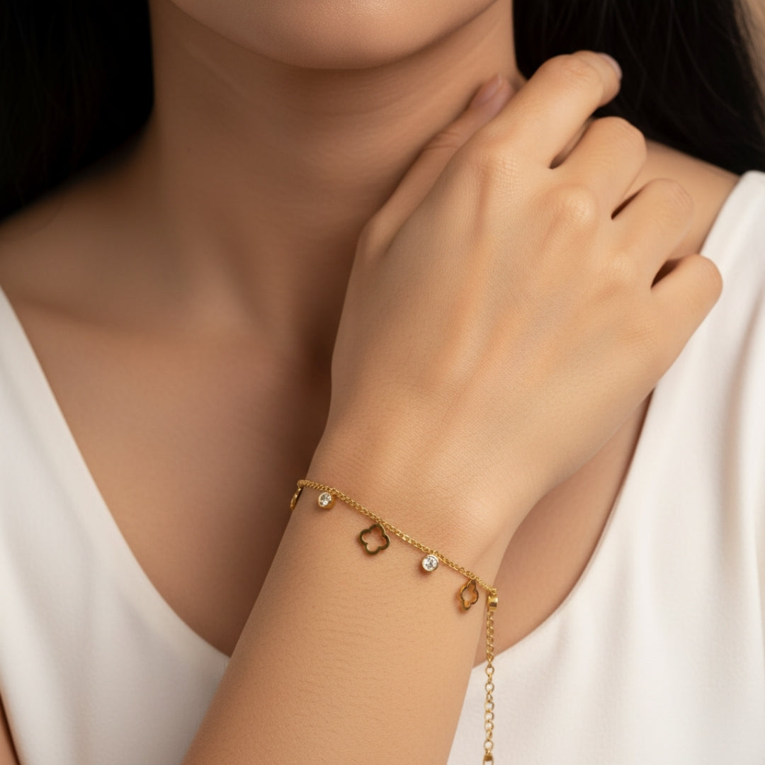 Glimmer & Clover Charm Bracelet Chain