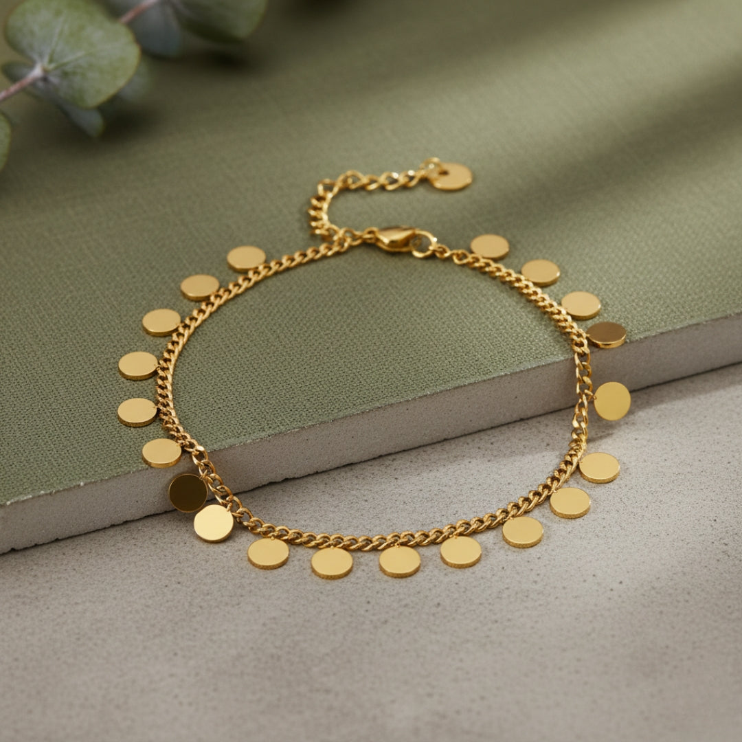 Golden Droplets Charm Bracelet Chain