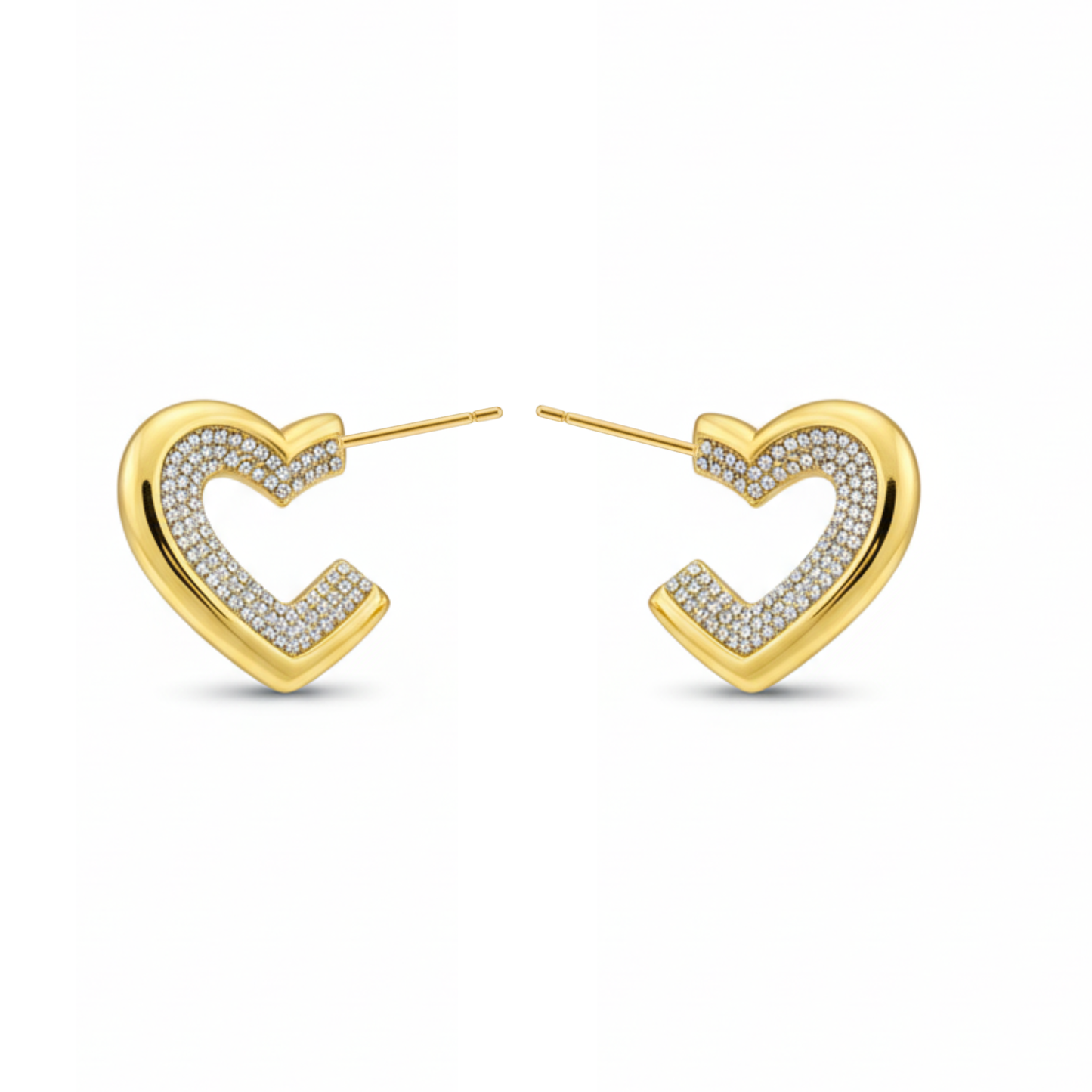 Aura Open-Hearts Earrings-Seller- 18K Gold Plated Anti-Tarnish Minimalistic Demifine Jewelry by Chrystic Jewels