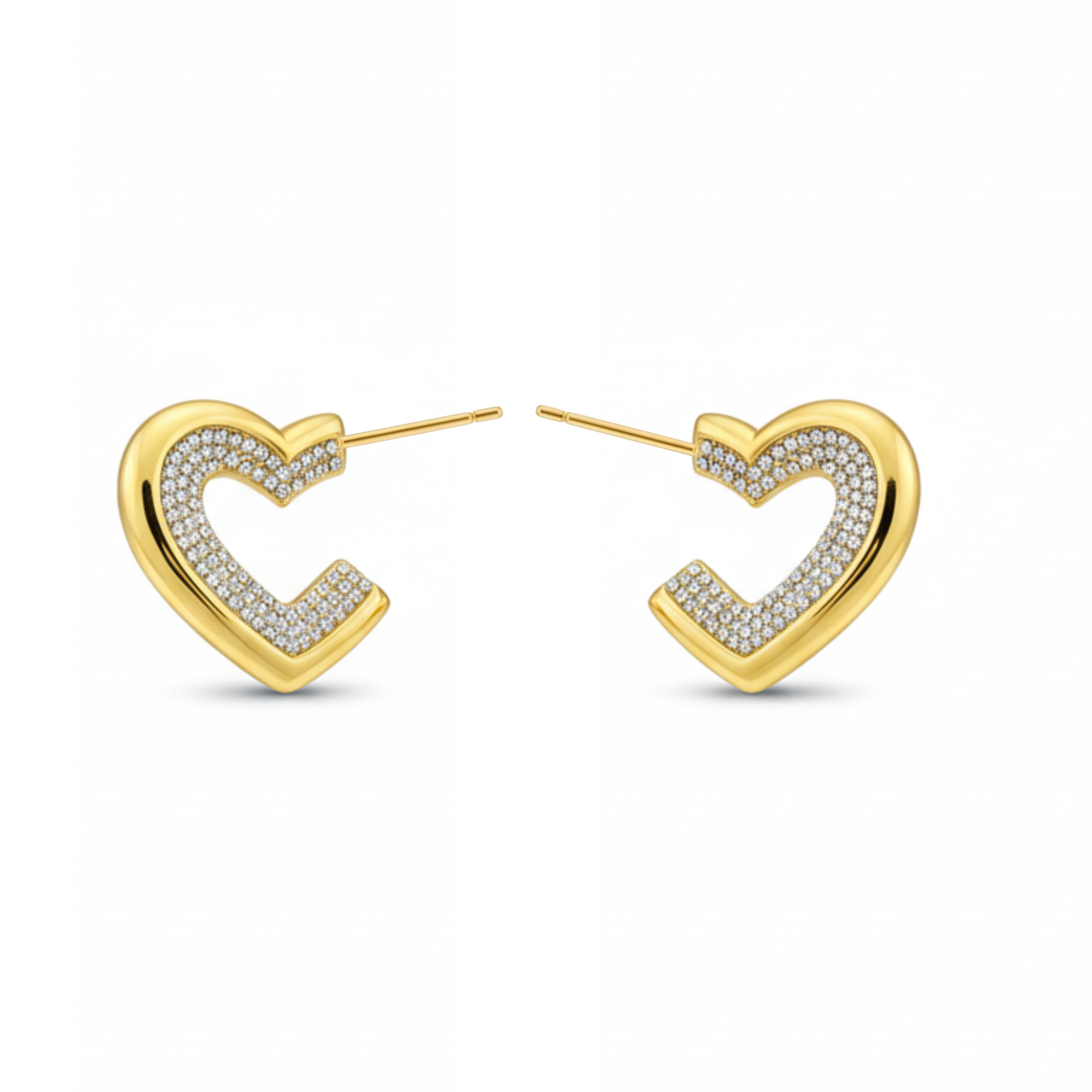 Aura Open-Hearts Earrings-Seller- 18K Gold Plated Anti-Tarnish Minimalistic Demifine Jewelry by Chrystic Jewels