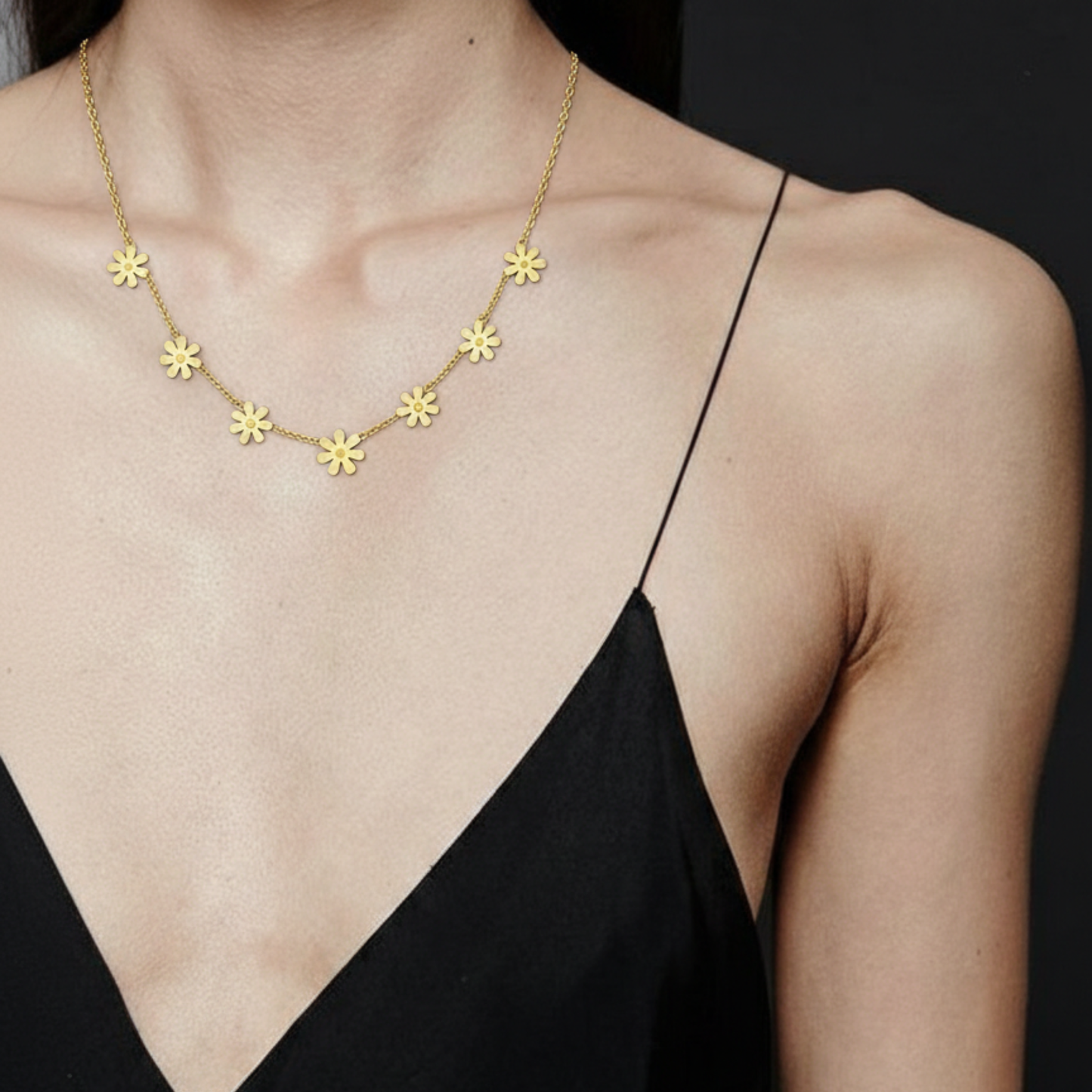 Golden Sunflower Pendant Necklace Chain-Seller- 18K Gold Plated Anti-Tarnish Minimalistic Demifine Jewelry by Chrystic Jewels
