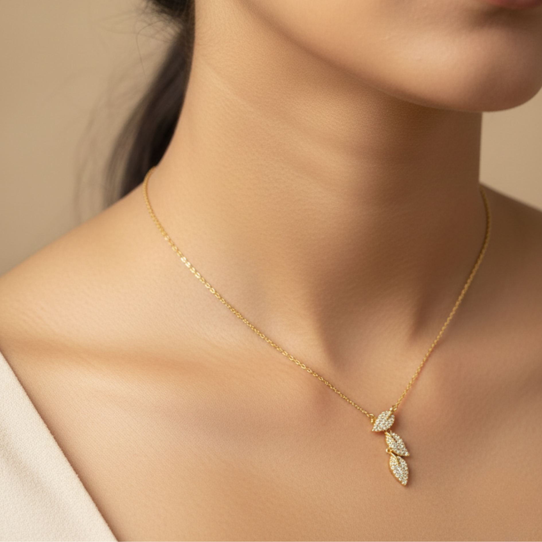 Dona Petal Pendant Chain-Seller- 18K Gold Plated Anti-Tarnish Minimalistic Demifine Jewelry by Chrystic Jewels