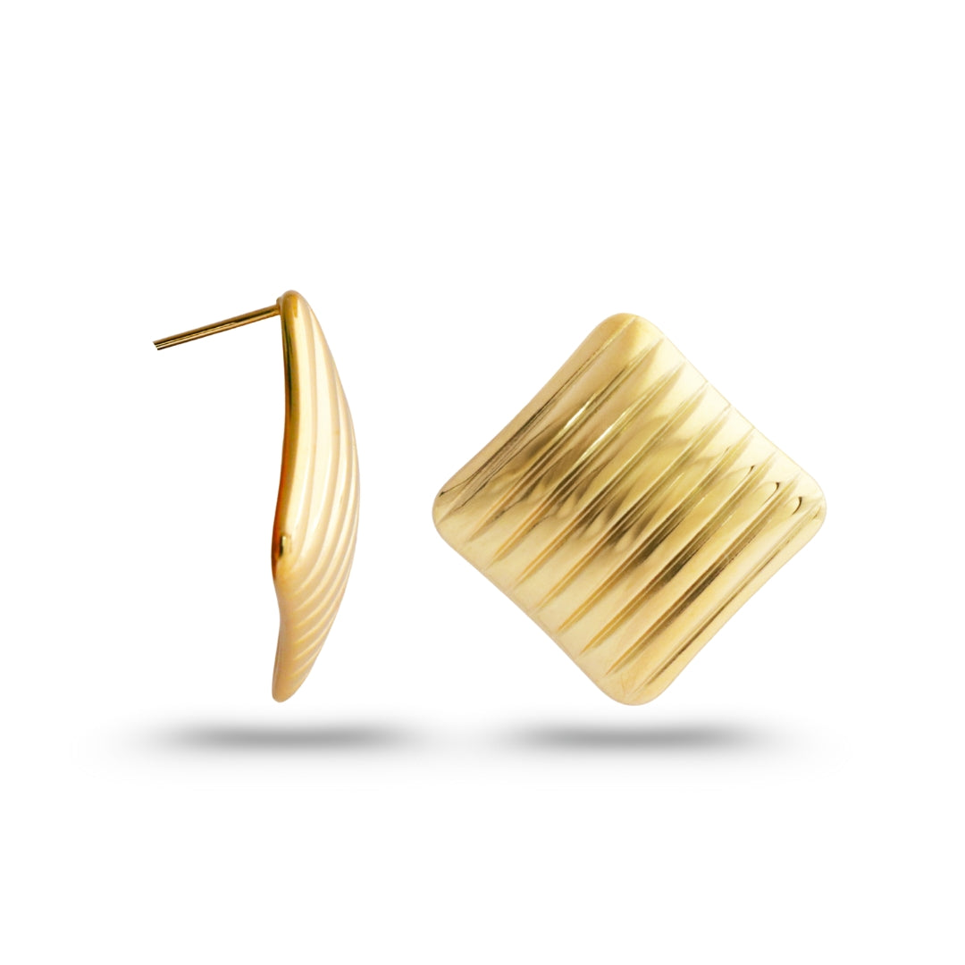Golden Ripple Textured Stud Earrings