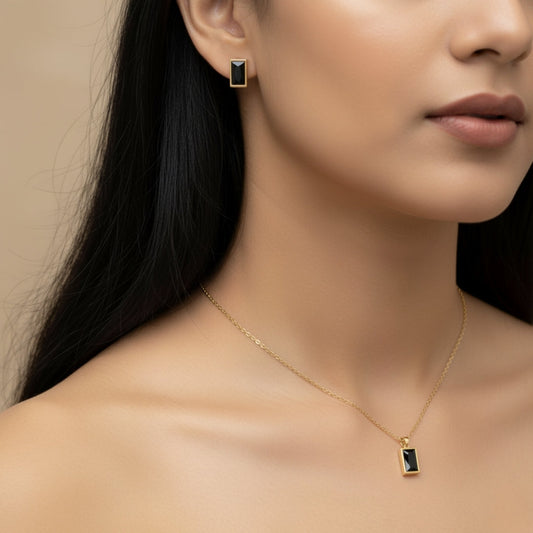 Black Geometry Pendant Set