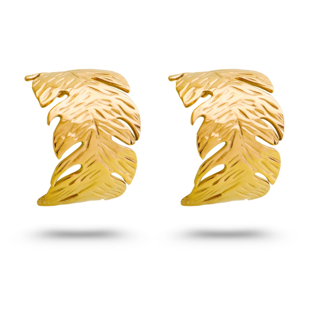 The Golden Fern Hoop Statement Earrings