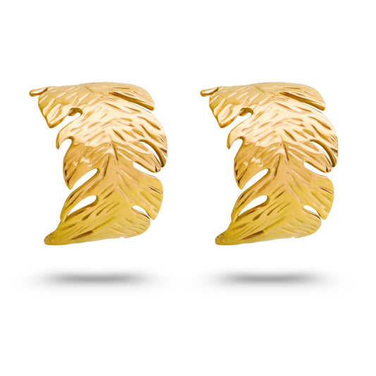 The Golden Fern Hoop Statement Earrings