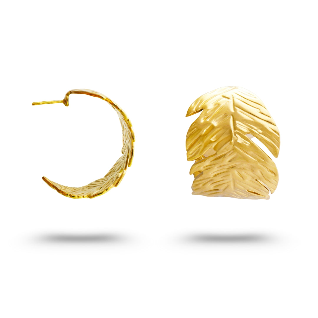 The Golden Fern Hoop Statement Earrings