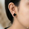 Onyx-Style Black Clover Studs Earrings