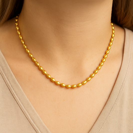 The Golden Grain Beaded Stackable Necklace Chain