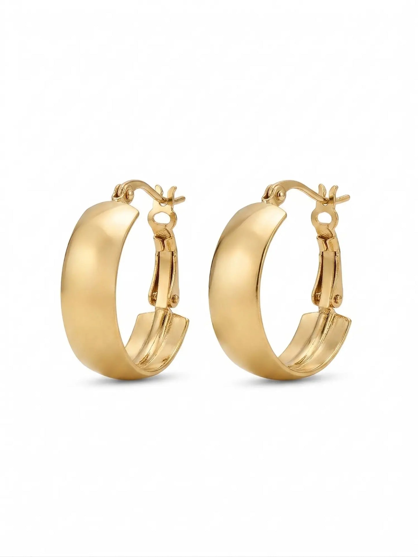 Classic Wide Band Dome Hoops Earrings