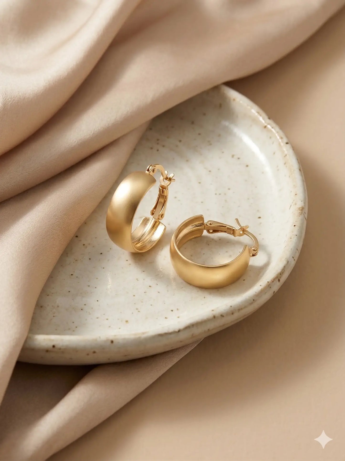 Classic Wide Band Dome Hoops Earrings