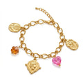 Coin & Rose Charm Bracelet Chain