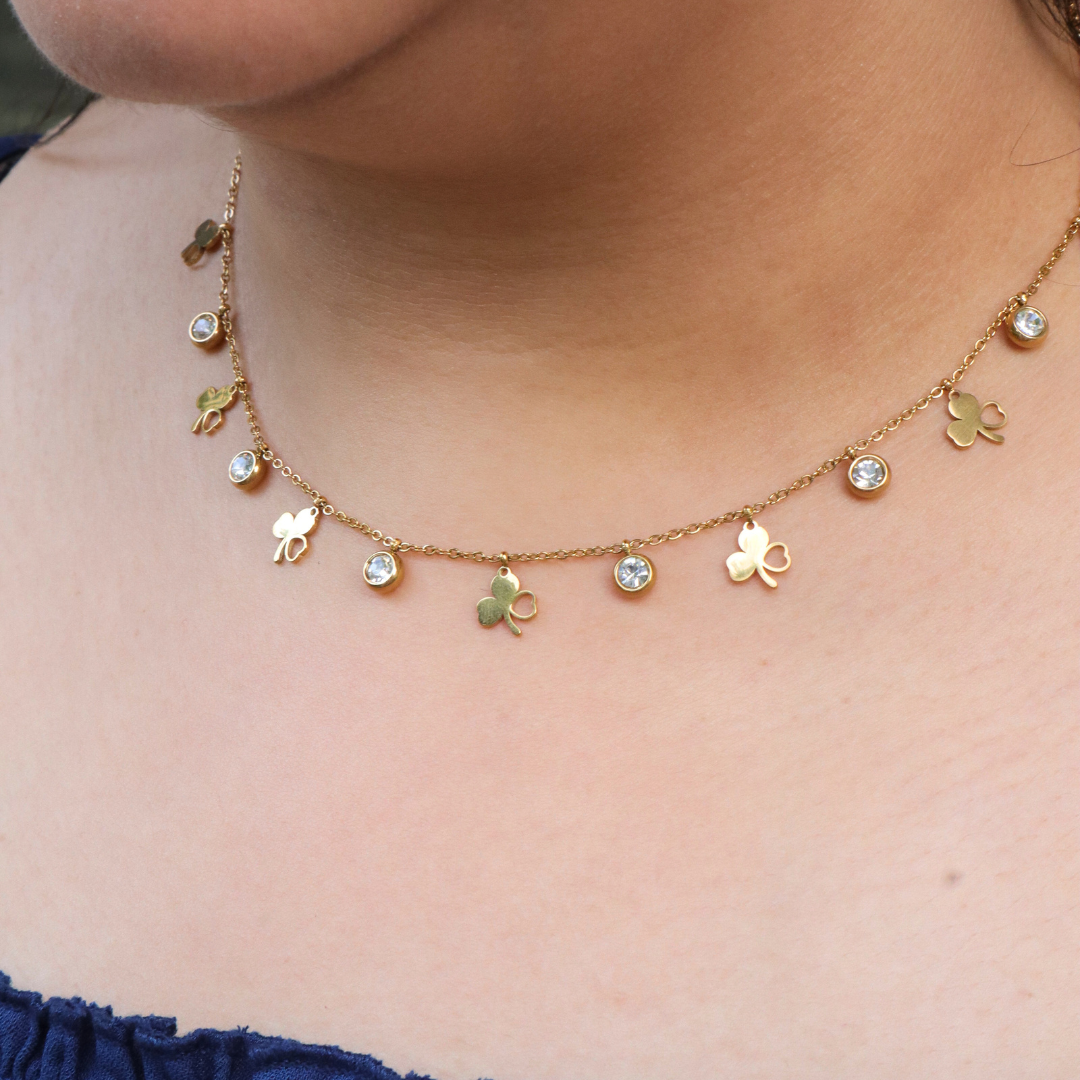 Leaf Stone Charm Necklace