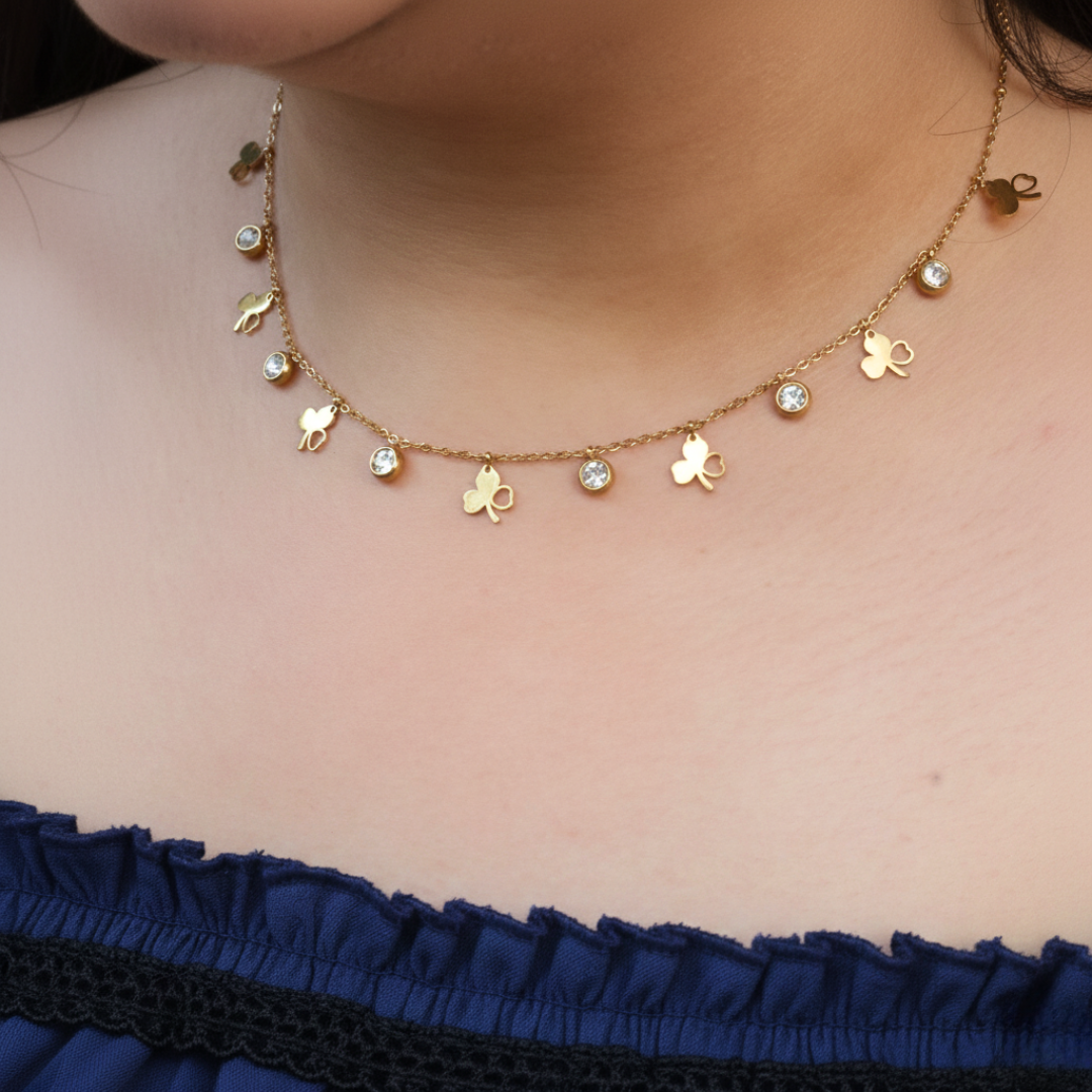 Leaf Stone Charm Necklace