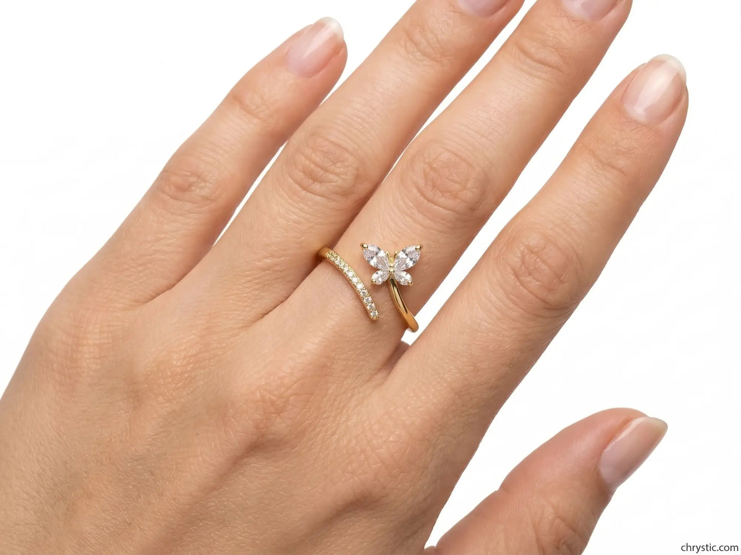 Dainty Crystal Butterfly Wrap Ring