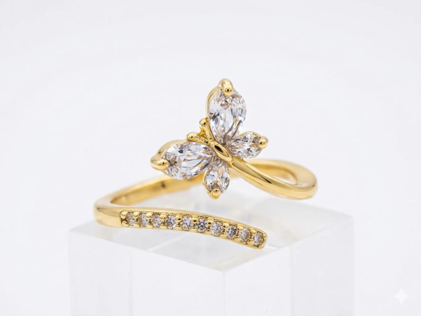 Dainty Crystal Butterfly Wrap Ring