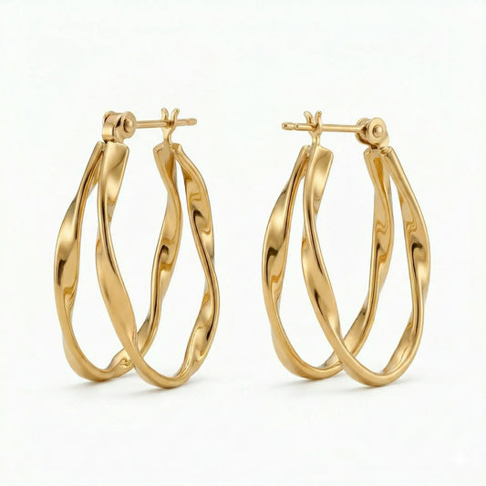 Double-Layered Twisted Helix Hoops Earrings