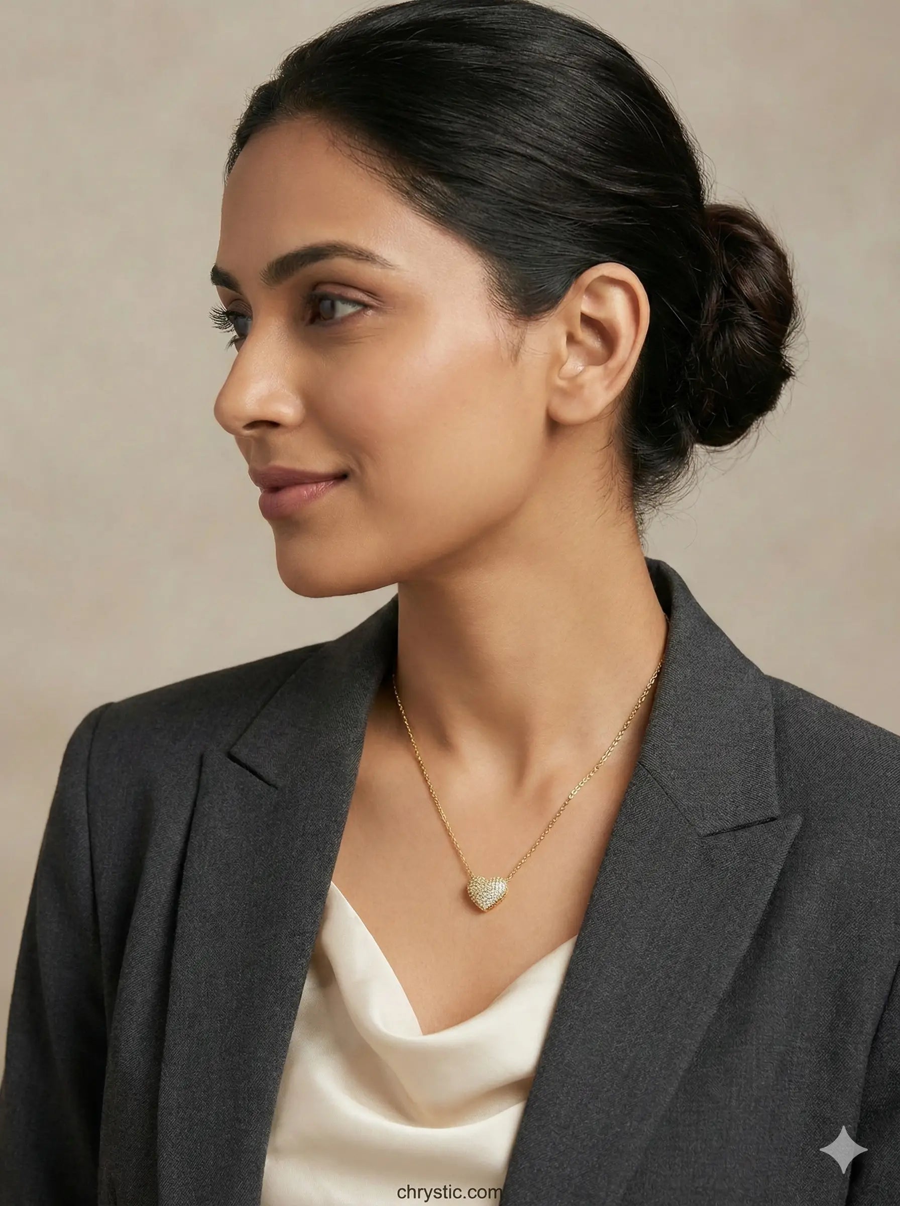Stone Heart Coin Pendant-Seller- 18K Gold Plated Anti-Tarnish Minimalistic Demifine Jewelry by Chrystic Jewels