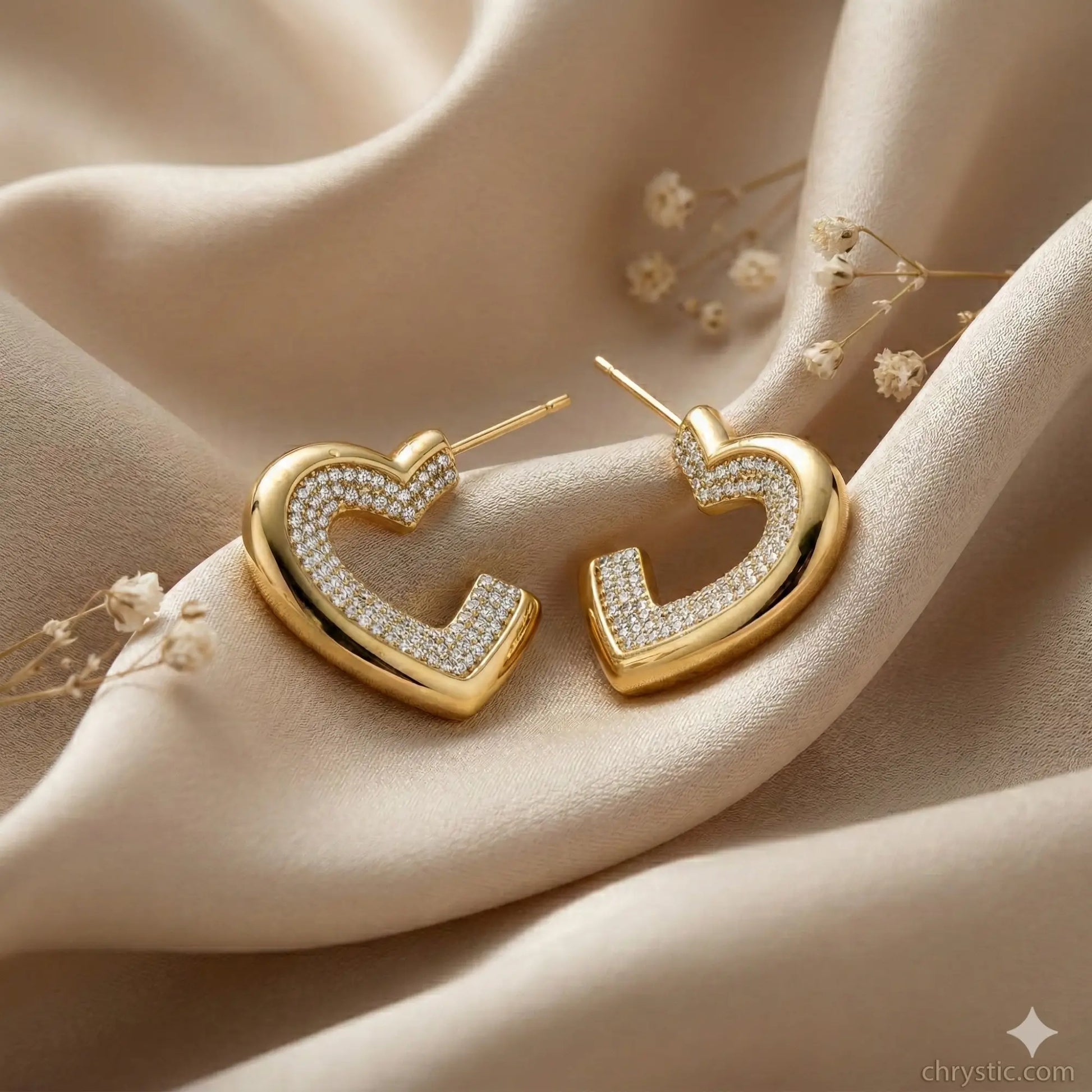 Aura Open-Hearts Earrings-Seller- 18K Gold Plated Anti-Tarnish Minimalistic Demifine Jewelry by Chrystic Jewels