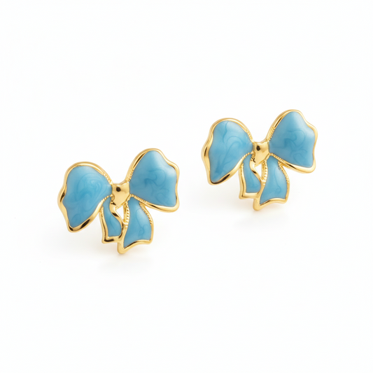 Blue Bow Earrings