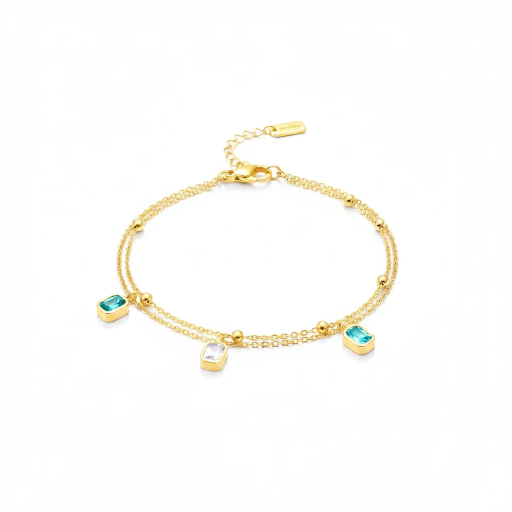 Samaira Duo Bracelet Chain-Seller- 18K Gold Plated Anti-Tarnish Minimalistic Demifine Jewelry by Chrystic Jewels