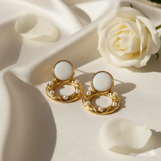 Moonlit Pearl Drops-Seller- 18K Gold Plated Anti-Tarnish Minimalistic Demifine Jewelry by Chrystic Jewels