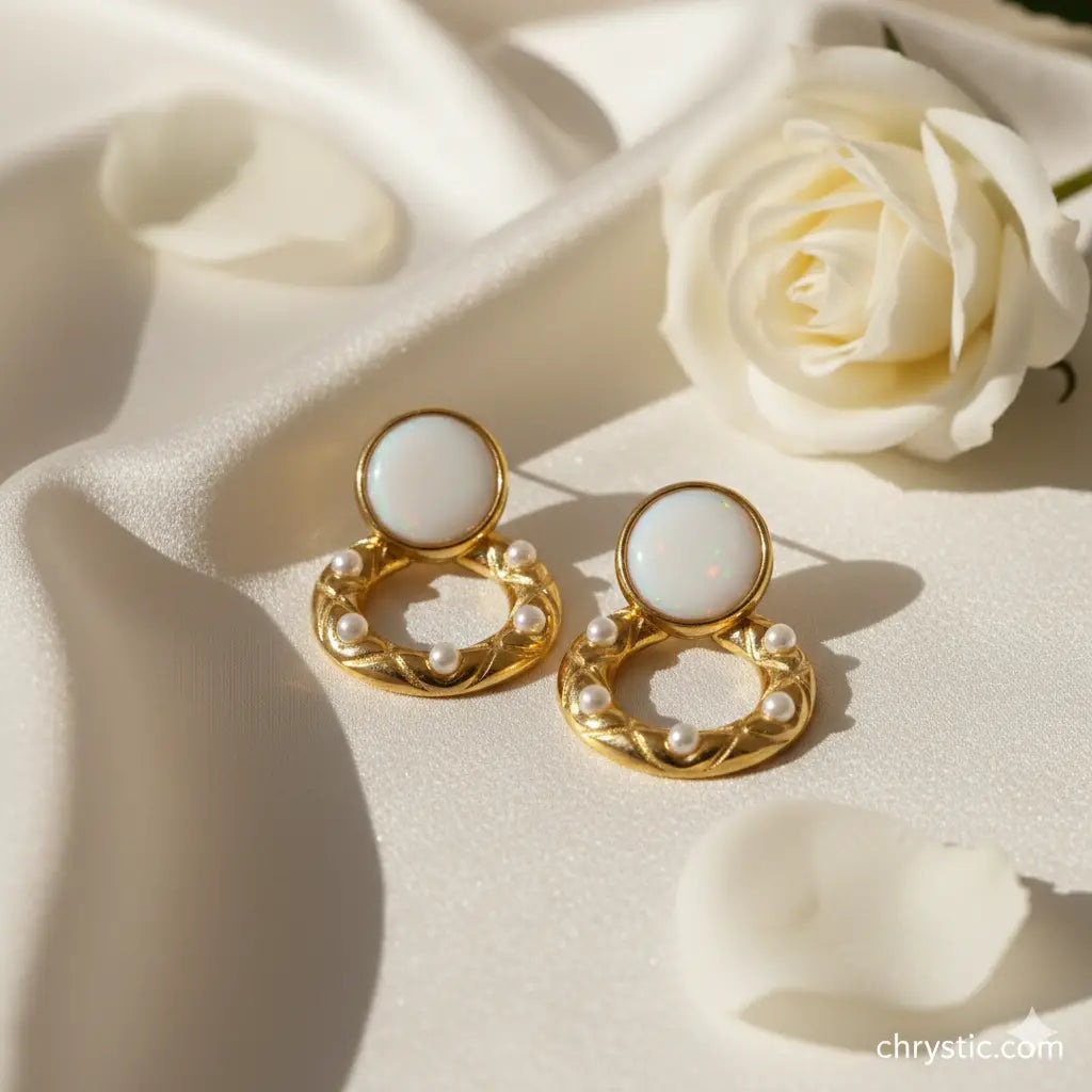 Moonlit Pearl Drops-Seller- 18K Gold Plated Anti-Tarnish Minimalistic Demifine Jewelry by Chrystic Jewels