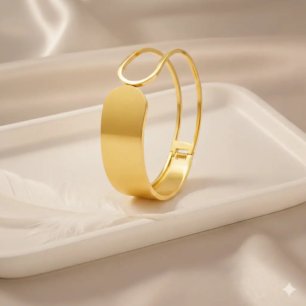 Clean Muse Cuff Bracelet-Seller- 18K Gold Plated Anti-Tarnish Minimalistic Demifine Jewelry by Chrystic Jewels