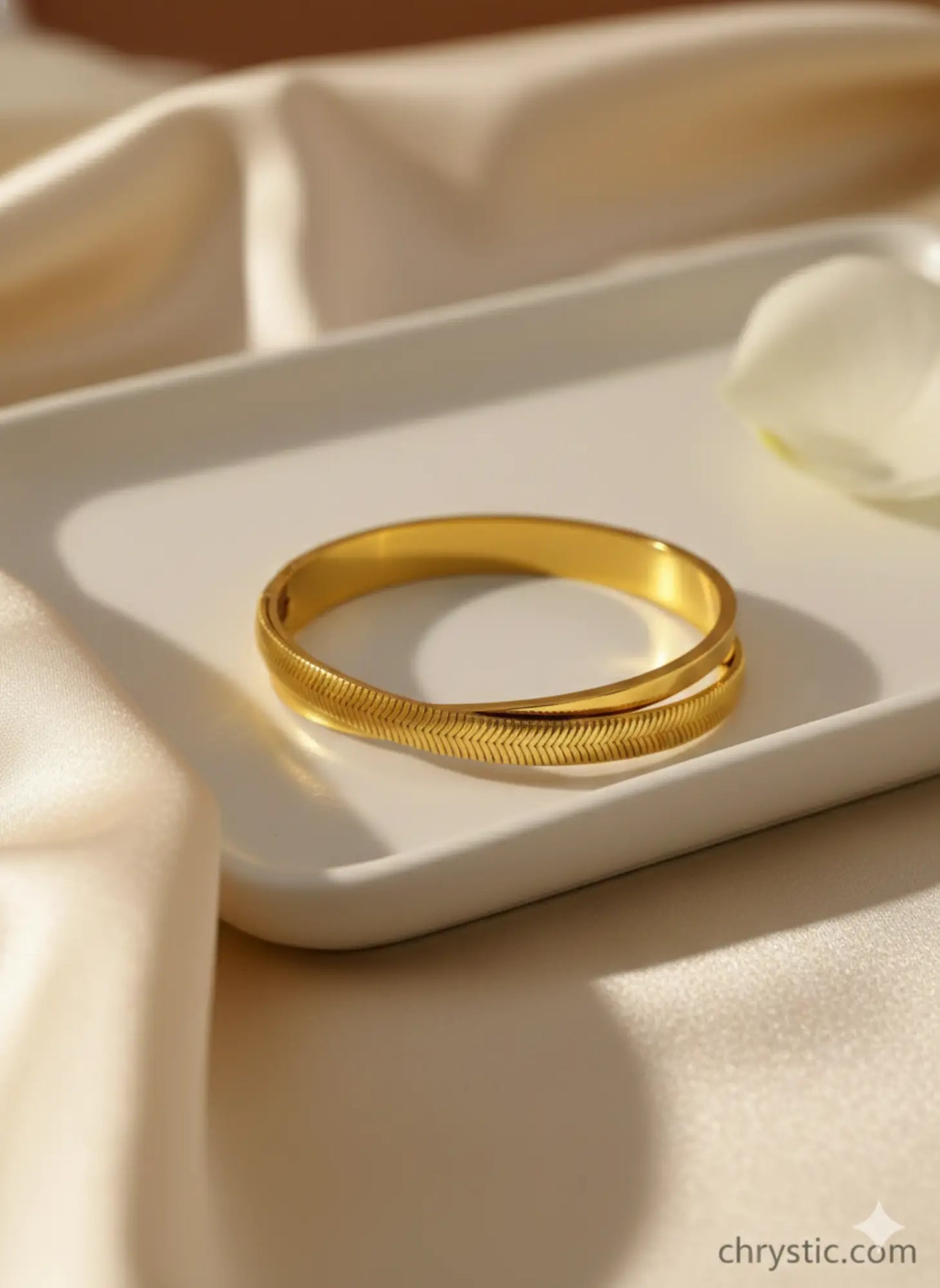 Serene Twist Bangle Bracelet-Seller- 18K Gold Plated Anti-Tarnish Minimalistic Demifine Jewelry by Chrystic Jewels