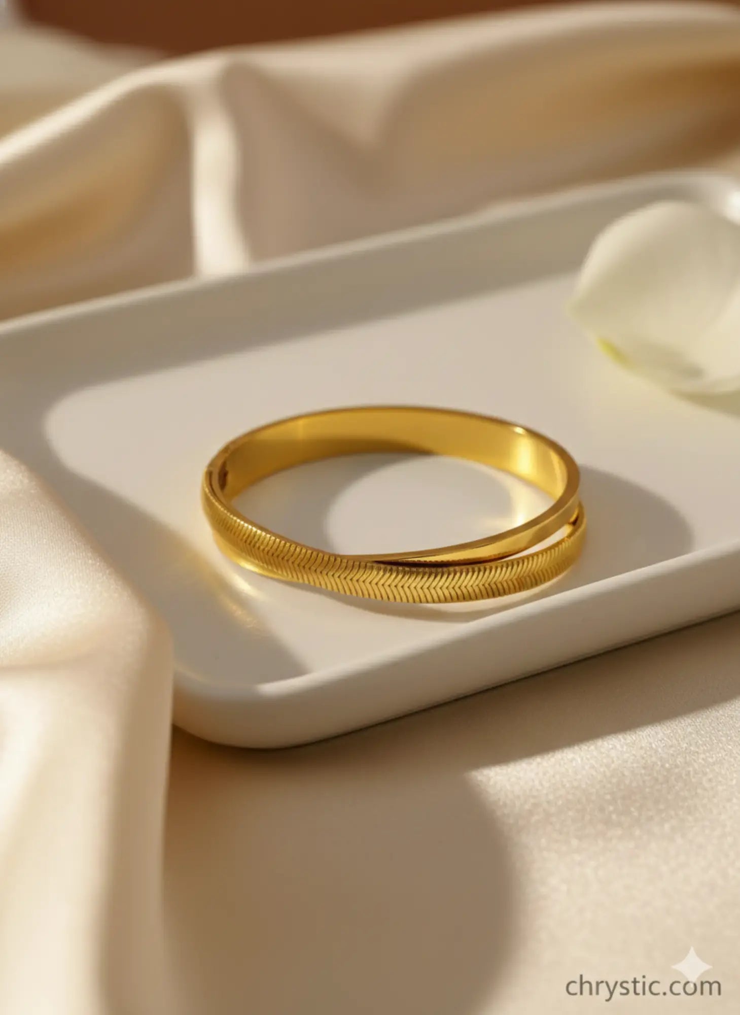 Serene Twist Bangle Bracelet-Seller- 18K Gold Plated Anti-Tarnish Minimalistic Demifine Jewelry by Chrystic Jewels