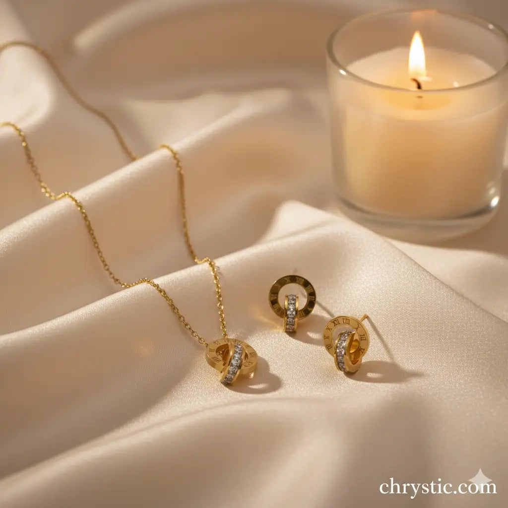 The Eternity Pendant Set-Seller- 18K Gold Plated Anti-Tarnish Minimalistic Demifine Jewelry by Chrystic Jewels